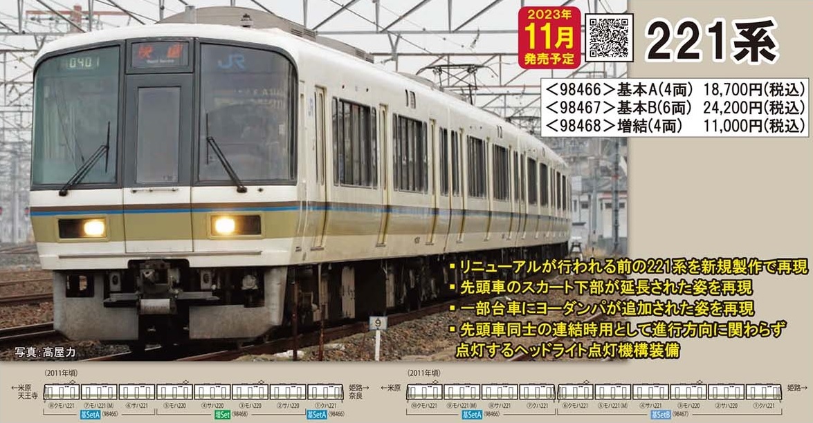 鉄道模型 :: TOMIX（トミックス）_98466_221系近郊電車基本セットA(4両)_N